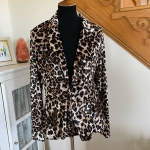 Lilian Velour Leopard Peplum Blazer Jacket